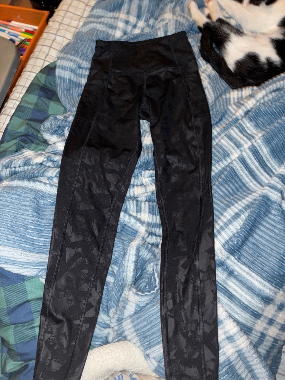 Calvin Klein Black Performance Leggings with Subtle Pattern